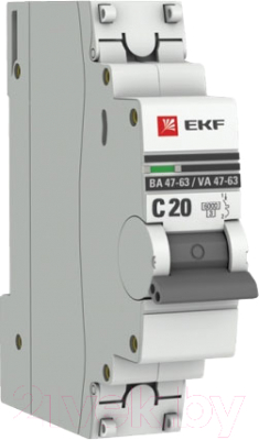Выключатель автоматический EKF PROxima ВА 47-63 1P 20А (C) 6kA / mcb4763-6-1-20C-pro