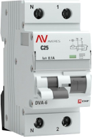 

Дифференциальный автомат, Averes DVA-6 2P 25А 100мА(C)6кА тип AC / rcbo6-1pn-25C-100-ac-av