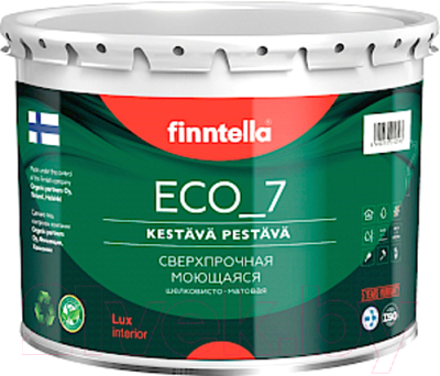 Краска Finntella Eco 7 Полиуретан-латексная от плесени База А / F-09-1-1