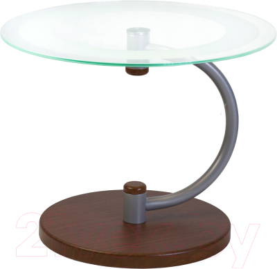 Журнальный столик Мебелик Дуэт 13Н (металлик/средне-коричневый/прозрачное стекло)