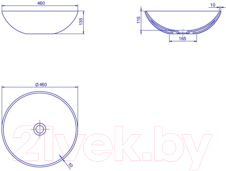 Умывальник CeraStyle Zero 46 / OC052E81W00