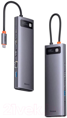 Док-станция для ноутбука Baseus Metal Gleam Series 12-in-1 Multifunctional / WKWG020213 (серый)