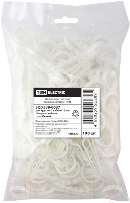 Изображение товара Дюбель-хомут TDM SQ0539-0037 (100шт, белый)