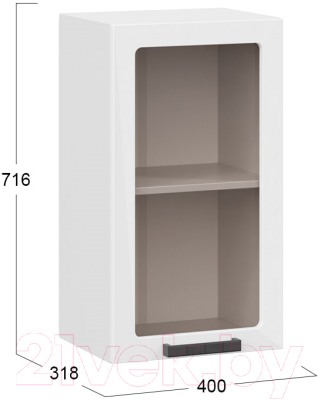Шкаф навесной для кухни ТриЯ Детройт 1В4С исп. 2 (белый/белый глянец)