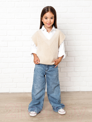 Жилет детский Amarobaby Knit / AB-OD21-KNIT10/33-134 (молочный, р. 134)