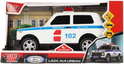 Автомобиль игрушечный Технопарк Lada 4x4 Urban Полиция / URBANBLACK-20PLAMB-WH