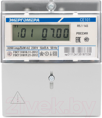 Счетчик электроэнергии электронный Энергомера CE101 R5.1 145 1ф 5-60А 230В