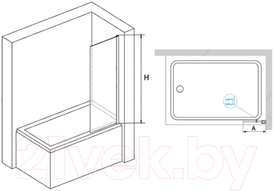 Изображение товара Стеклянная шторка для ванны RGW SC-056 / 351105640-11