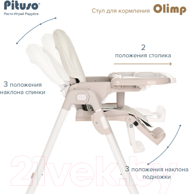 Стульчик для кормления Pituso Olimp / C1-Milk White (молочный/белый/экокожа)