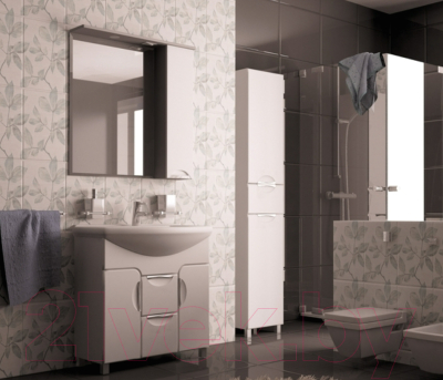 Шкаф с зеркалом для ванной Mixline Кассиопея 75 L 534973 (с подсветкой)