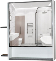 Шкаф с зеркалом для ванной Mixline Сура 70 539803 (с полками) - 