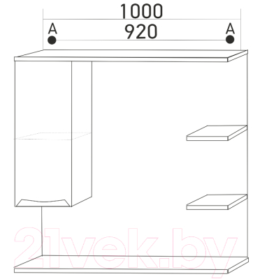 Шкаф с зеркалом для ванной Mixline Этьен 100 L 540873 (с подсветкой)