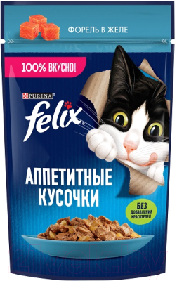 Влажный корм для кошек Felix Аппетитные кусочки с форелью в желе (75г)