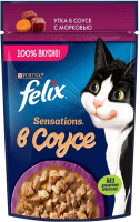 Влажный корм для кошек Felix Sensations Sauce Surprise с уткой и морковью в соусе (75г) - 