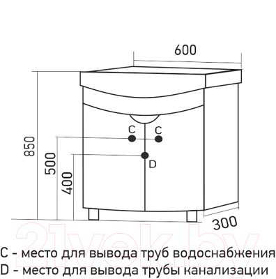 Тумба под умывальник Mixline Крокус 60 549695 (белый-дуб кантри)