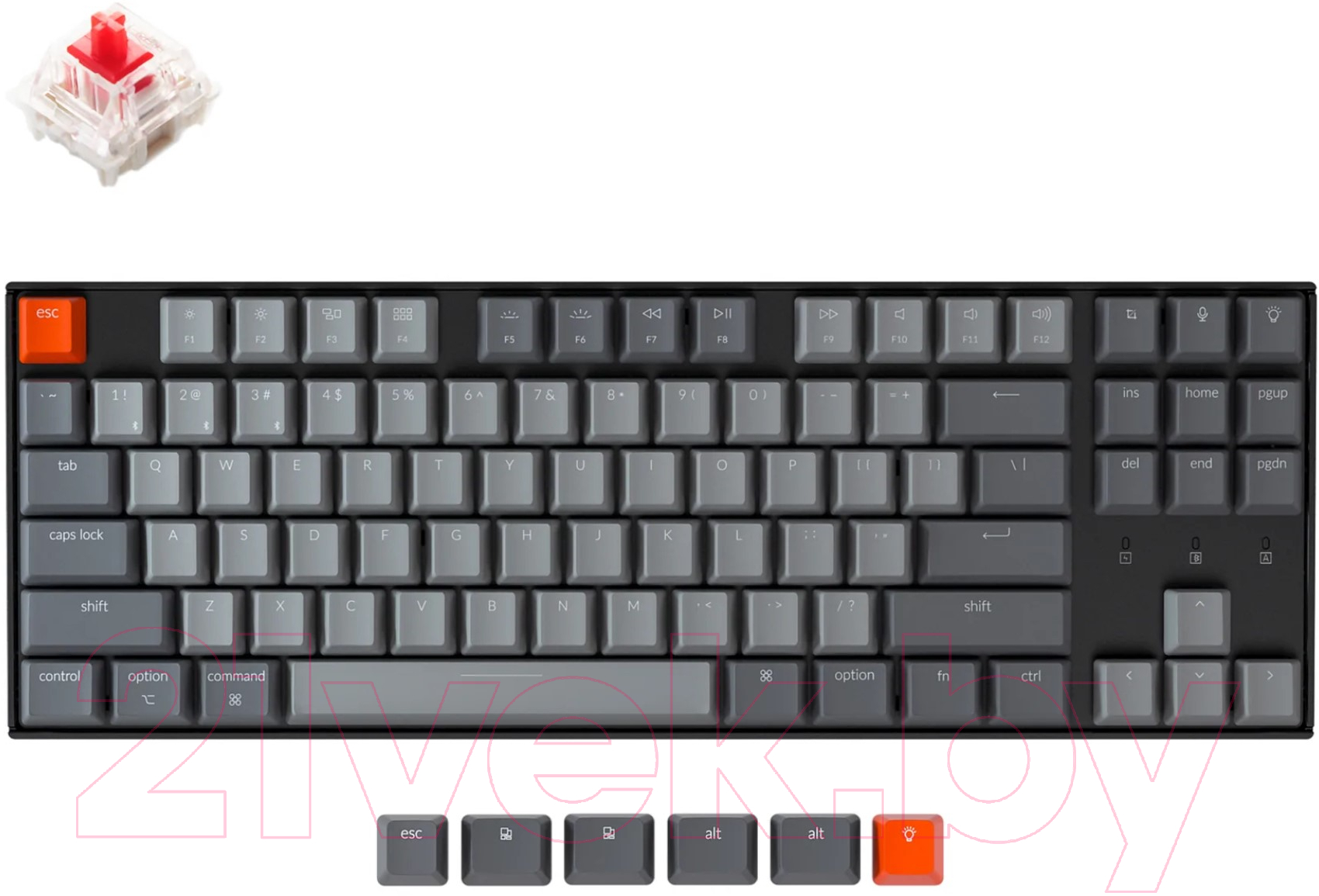 Клавиатура Keychron K8 TKL RGB подсветка Gateron Red Switch / K8J1