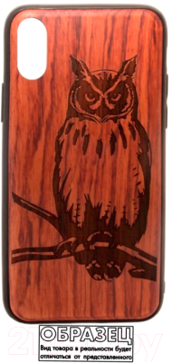Чехол-накладка Case Wood для iPhone X (зебрано/филин)