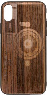 Чехол-накладка Case Wood для iPhone X (зебрано/фотоаппарат)