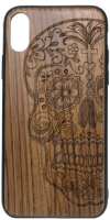 Чехол-накладка Case Wood для iPhone X (зебрано/череп женский) - 