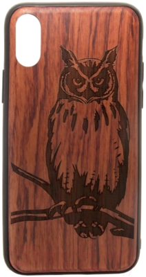 Чехол-накладка Case Wood для iPhone X (палисандр/сова)
