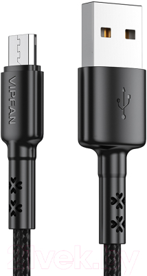 Кабель Vipfan X02 USB-Micro (1.2м, черный)