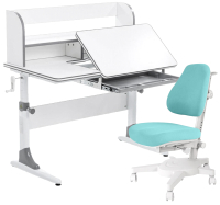 Парта+стул Anatomica Study-100 Lux Armata с органайзером (белый/серый/мятный) - 