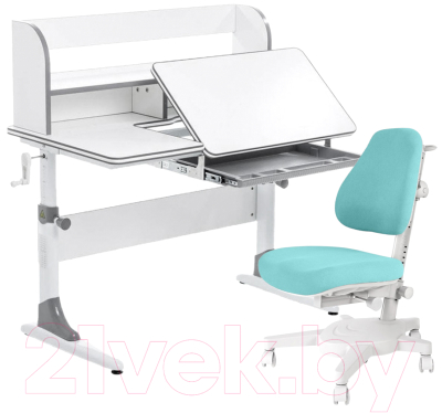 Парта+стул Anatomica Study-100 Lux Armata с органайзером (белый/серый/мятный)
