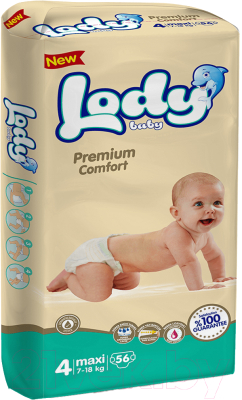 Подгузники детские Lody Baby Maxi 7-18кг Jumbo (56шт)