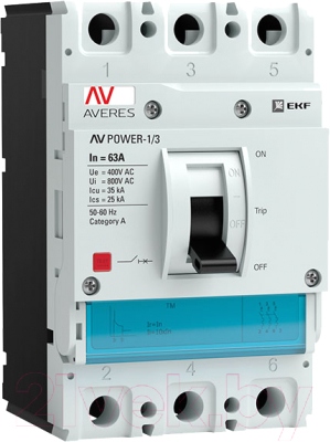 Выключатель автоматический EKF Averes Power-1/3 3P 63А 35кА AV TR / mccb-13-63-TR-av