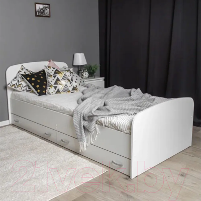 Односпальная кровать Doma Виктория 80x200 с ящиками (белый)