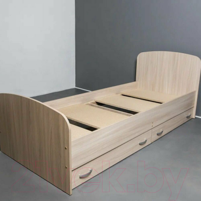 Односпальная кровать Doma Виктория 80x200 с ящиками (ясень шимо светлый)
