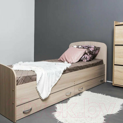 Односпальная кровать Doma Виктория 80x200 с ящиками (ясень шимо светлый)