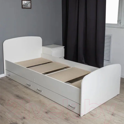 Односпальная кровать Doma Виктория 90x200 с ящиками (белый)