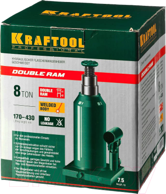 Бутылочный домкрат Kraftool Double Ram / 43463-8