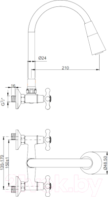 Смеситель Invena BC-24-E2S-L (белый)