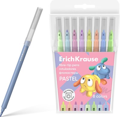 Фломастеры Erich Krause Easy Washable Pastel / 56085 (8цв)