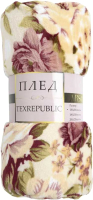 Плед TexRepublic Absolute Гобеленовые цветы Фланель 140x200 / 37420 (молочный/бежевый/розовый) - 