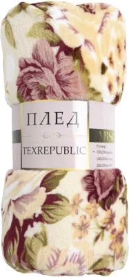 Плед TexRepublic Absolute Гобеленовые цветы Фланель 140x200 / 37420 (молочный/бежевый/розовый)
