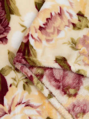 Плед TexRepublic Absolute Гобеленовые цветы Фланель 180x200 / 64212 (молочный/бежевый/розовый)