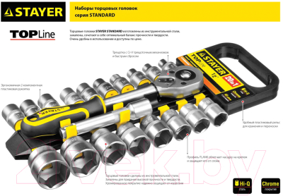 Набор головок слесарных Stayer 27750-H20 (с торцевыми головками, 20 предметов)