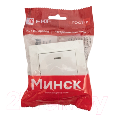 Выключатель EKF Минск СП 1кл 10А с индикатором / ERV10-121-10 (белый)