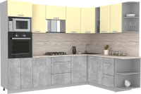 Кухонный гарнитур Интерлиния Мила Лайт 1.88x2.8 правая без столешницы (ваниль/бетон) - 
