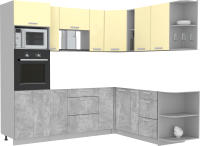 Кухонный гарнитур Интерлиния Мила Лайт 1.88x2.4 правая без столешницы (ваниль/бетон) - 