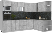 Кухонный гарнитур Интерлиния Мила Лайт 1.88x3.0 правая без столешницы (бетон) - 
