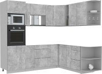Кухонный гарнитур Интерлиния Мила Лайт 1.88x2.4 правая без столешницы (бетон) - 