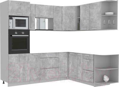 Готовая кухня Интерлиния Мила Лайт 1.88x2.4 правая без столешницы (бетон)