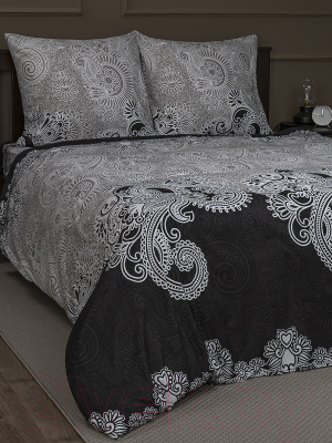 Комплект постельного белья Amore Mio Мако-сатин Setoff Микрофибра 1.5 24230 / 92991 (черный/серый)
