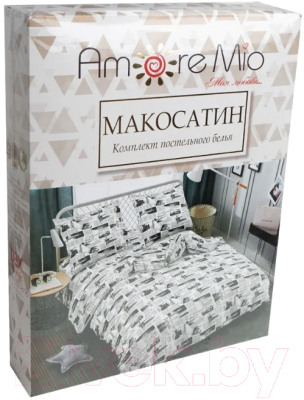Комплект постельного белья Amore Mio Мако-сатин Trip W Микрофибра 1.5 24476 / 93780 (белый/черный)