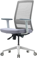 Кресло офисное Bestuhl S30 White Pl без подголовника, рег. подлокотники (черная сетка/серая ткань) - 