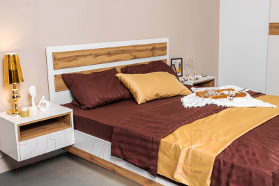 Двуспальная кровать Doma Лотос парящая 160x200 (белый/дуб крафт)